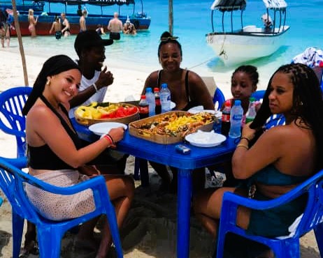 Swimming in crystal-clear lagoons at Nakupenda Sandbank