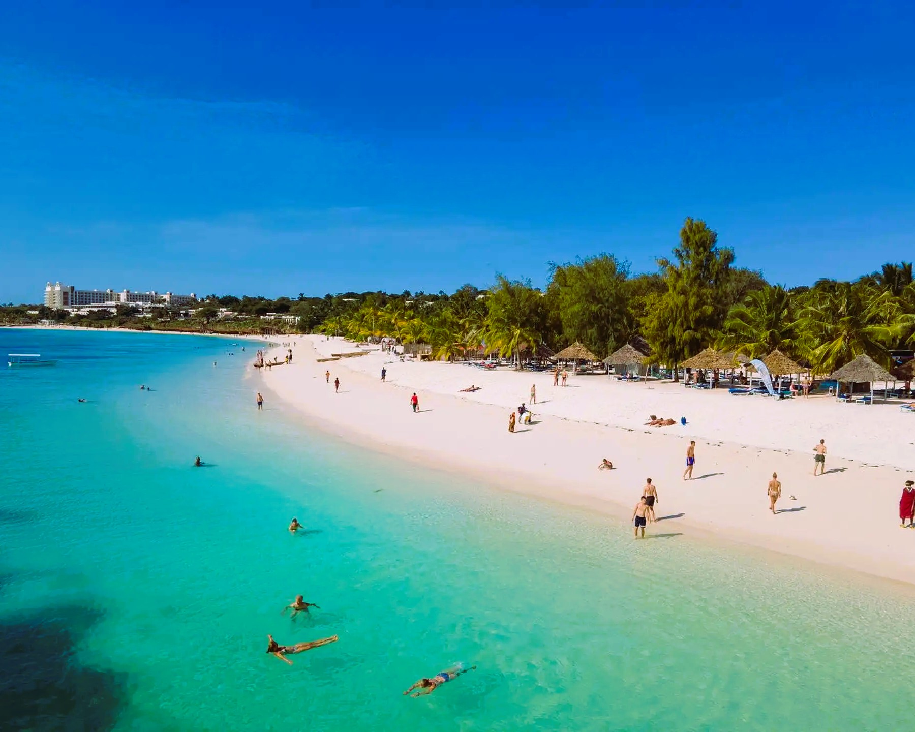 Nungwi and Kendwa beaches with white sands, turquoise waters, and vibrant nightlife in Zanzibar